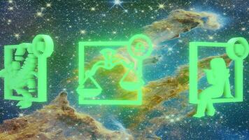 Astrological sign. Zodiac sign replace each other in the night sky. Horoscope video