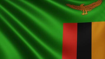 el zambiano bandera revolotea en el viento de cerca, el nacional bandera de Zambia video