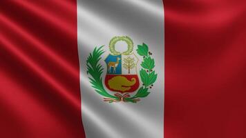 Peruvian flag in the wind close-up, the national flag of Peru flutters in 3d, in video