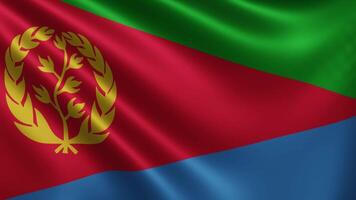 Eritrean flag fluttering in the wind, national flag video Eritrea in 3d, in 4k