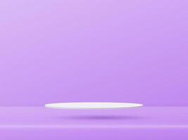3d White Podium Showcase is floating on the floor color purple background design. Vector paper art illustration