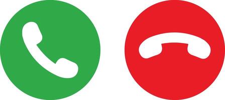 Answer and decline phone call buttons . Red and green yes no buttons icon . Vector illustration