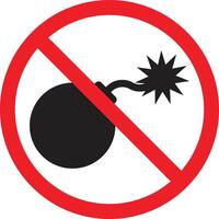 Bomb ban sign . No explosion sign . Exploding bombs prohibition sign . No bomb sign vector