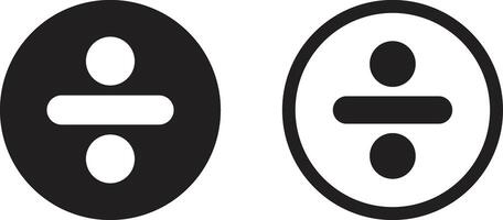 Math divide icon set in two styles isolated on white background . Vector illustration