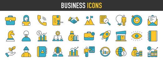 Business icons. Business and Finance web icons. Money, bank, contact, teamwork, human resources, meeting, partnership, success, meeting, work group, infographic. Icon collection. Vector illustration.