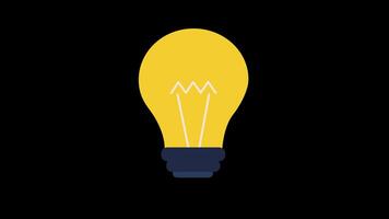 uma amarelo luz lâmpada ícone conceito ciclo animação vídeo com alfa canal video