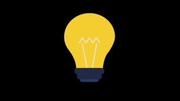 a yellow light bulb icon concept loop animation video with alpha channel