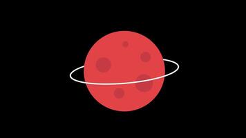 ein rot Planet mit ein Weiß Ring um es Symbol Konzept Schleife Animation Video mit Alpha Kanal