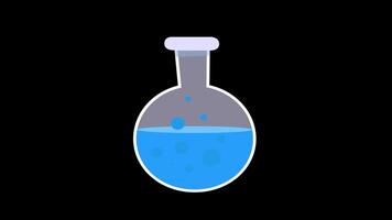 Laboratory test tube Flask with color liquid icon concept loop animation with alpha channel video