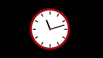 a red and white wall clock icon concept loop animation video with alpha channel