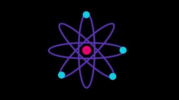 átomo molecular química ou físico ícone conceito ciclo animação vídeo com alfa canal video