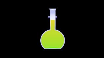 Laboratory test tube Flask with color liquid icon concept loop animation with alpha channel video