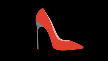 un Orange haute talon chaussure icône concept boucle animation vidéo avec alpha canal video