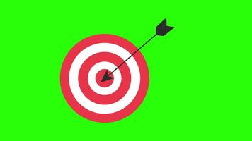 a red and white target with an arrow in the center concept animation with alpha channel video