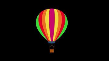 varm luft ballong ikon flygande flytande i de himmel begrepp animering med alfa kanal video
