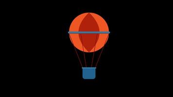 hot air balloon icon flying floating in the sky concept animation with alpha channel video