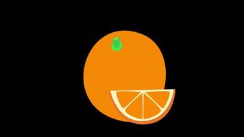 ein Orange mit ein Grün Blatt Konzept Animation mit Alpha Kanal video