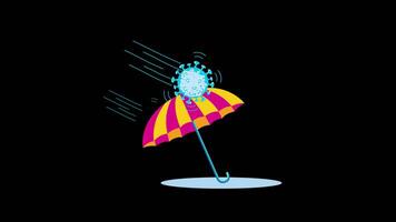 paraguas con un manojo de gérmenes en eso concepto animación con alfa canal video
