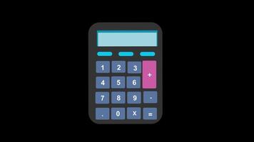 une calculatrice avec Nombres et boutons icône concept boucle animation vidéo avec alpha canal video