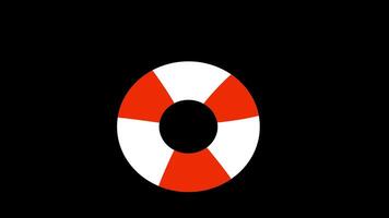 an red and white life preserver icon concept loop animation with alpha channel video
