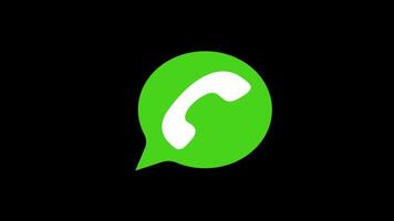 a green speech bubble with a white phone call icon concept loop animation video with alpha channel