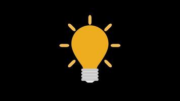 A light bulb with rays of light shining icon concept loop animation video with alpha channel