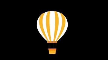 hot air balloon icon flying floating in the sky concept animation with alpha channel video