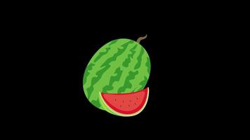 ein Scheibe von Wassermelone mit schwarz Saat Konzept Animation mit Alpha Kanal video