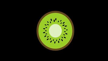 un kiwi Fruta con semillas en el centrar icono concepto lazo animación vídeo con alfa canal video