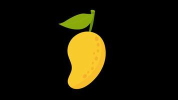icoon van een mango met een groen blad, vertegenwoordigen versheid en tropisch gevoel concept animatie met alpha kanaal video