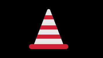 traffic cone icon animation danger concept transparent background with alpha channel video