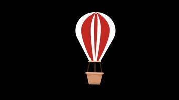 Red and white hot air balloon icon flying floating in the sky concept animation with alpha channel video