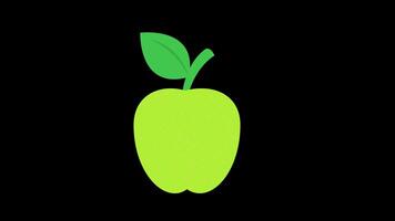 ett äpple ikon med en grön blad på topp, symboliserar friskhet begrepp animering med alfa kanal video
