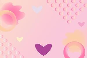 Abstract background with hearts and circles in pastel colors. Background with place for your text. Vector illustration.