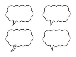 Thought bubble line icon. Speech or think bubble, empty communication cloud. Set of vector design elements. Editable stroke.