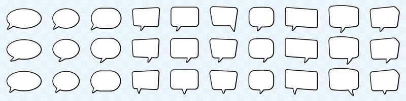 Set of speech bubbles. Speak bubble text, cartoon chatting box, message box. Blank empty white speech bubbles. vector