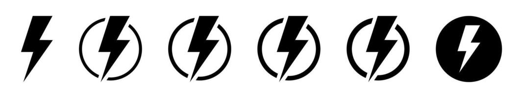 Lightning, electric power vector logo design element. Energy and thunder electricity symbol concept. Lightning bolt sign in the circle. Power fast speed logotype.