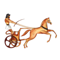 Ancient Greek chariot rider with a horse. Greek painting. Hand drawn watercolor. Isolate. For banners, prints and textiles. For packaging, labels and postcards. png
