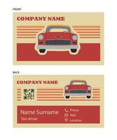 A retro-style business card for a taxi in red vector