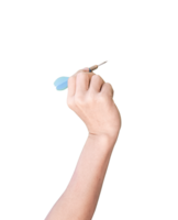 Male hand holding a darts isolated on transparent background, PNG File