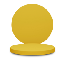 3D rendering. Yellow cylinder platform minimal isolated on transparent background. png