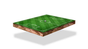 3D Rendering. Green grass soccer field isolated on transparent background. png