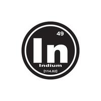 Indium icon, chemical element in the periodic table vector