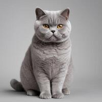 AI generated Full body of a british shorthair cat on plain background photo