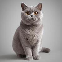 AI generated Full body of a british shorthair cat on plain background photo