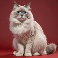 AI generated Full body of a ragdoll cat on plain background photo