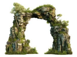 AI generated an arch made out of rocks and grass png