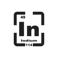Indium icon, chemical element in the periodic table vector
