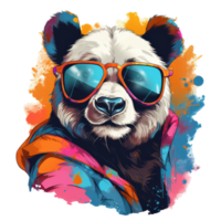 ai generado contento panda vistiendo Gafas de sol png