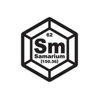 Samarium icon, chemical element in the periodic table vector